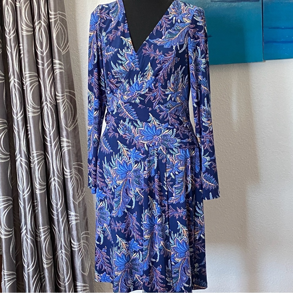 LAUREN RALPH LAUREN’S Soft Jersey Printed Long sleeve Midi Dress Size 8